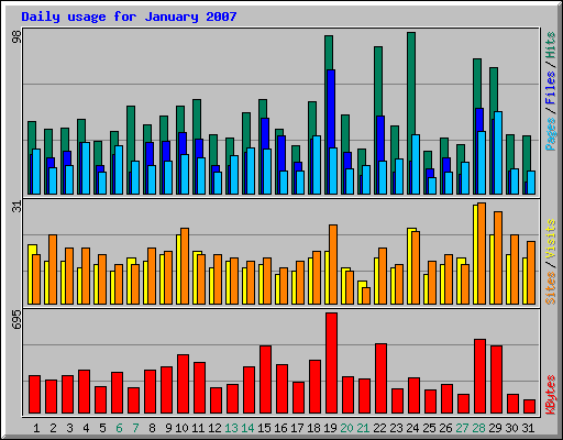 Daily usage for January 2007