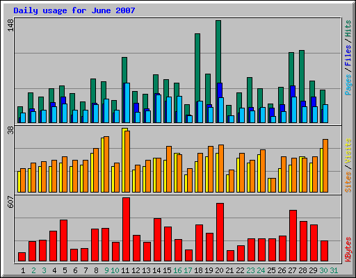 Daily usage for June 2007