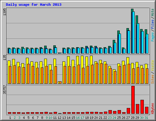 Daily usage for March 2013