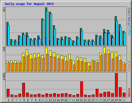 Daily usage for August 2013