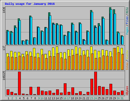 Daily usage for January 2016