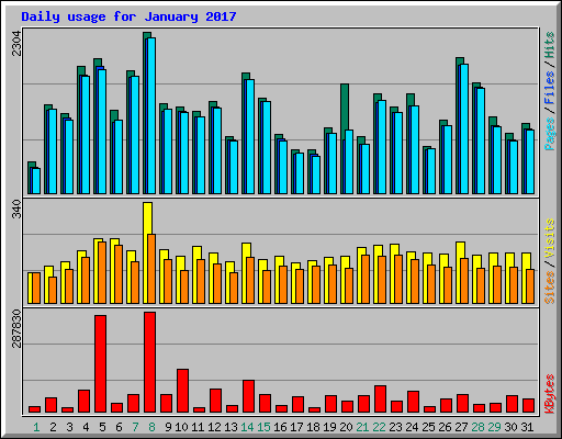 Daily usage for January 2017