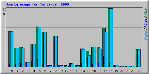 Hourly usage for September 2008