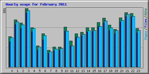 Hourly usage for February 2011