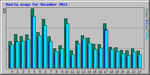 Hourly usage for December 2013