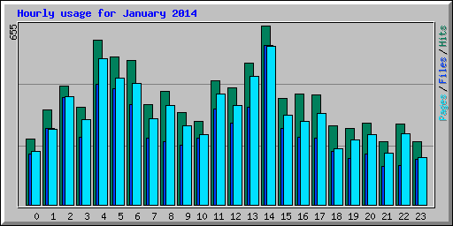 Hourly usage for January 2014