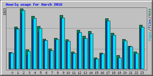 Hourly usage for March 2016