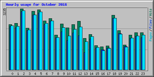 Hourly usage for October 2016